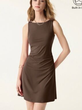 OGL Eco-SkinKiss Sleeveless Open Back Brami Mini Dress Size Medium OGL Gray